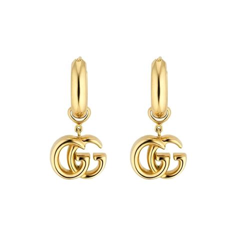 gucci gg running white gold diamond long drop earrings|Gucci.